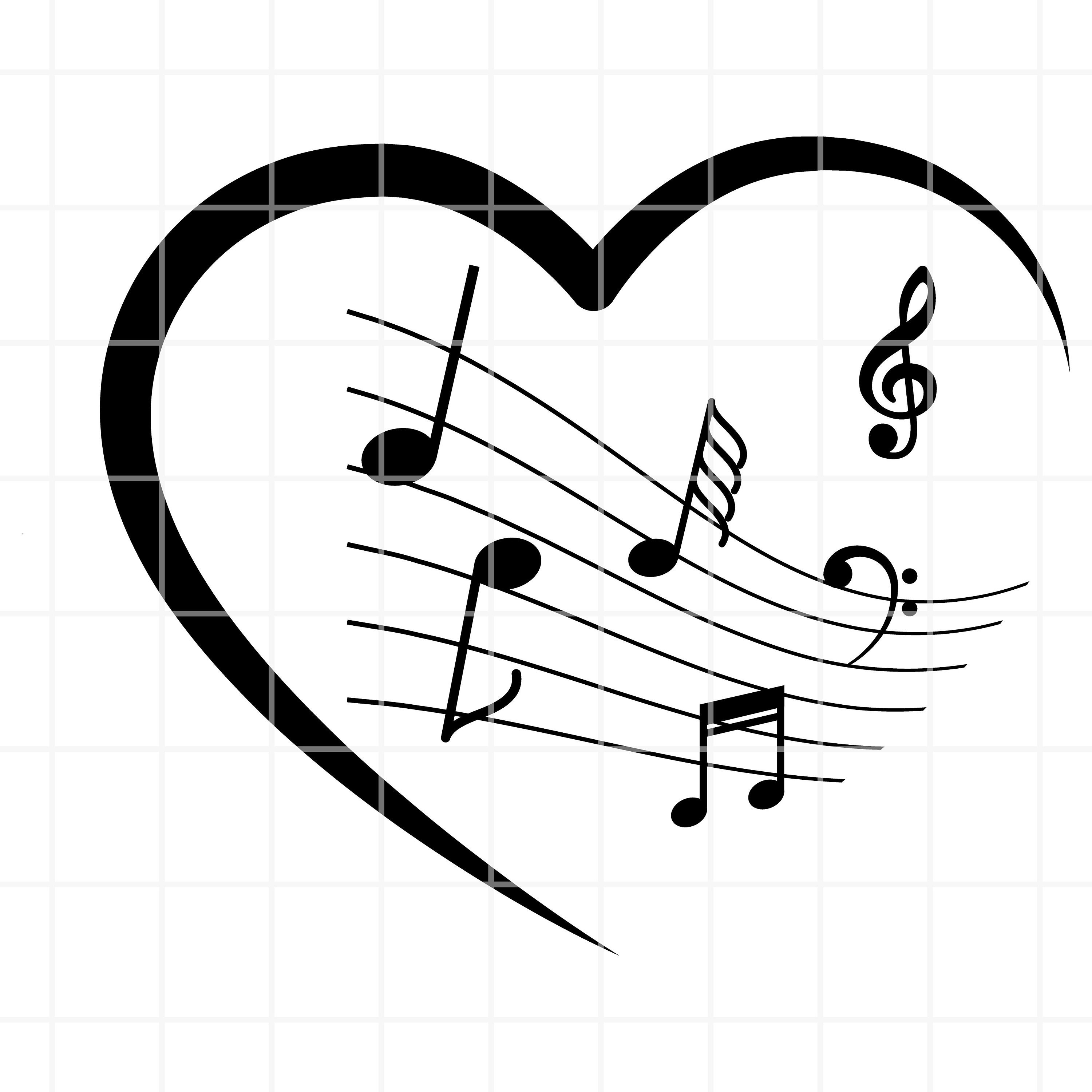 Music Note Heart SVG. Music Note Love Svg. Music Note Heart Cut File