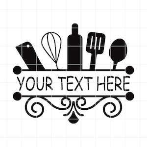 Kitchen Monogram Svg. Kitchen Split Frame Svg. Cooking svg. Cooking png. Kitchen Monogram png. Kitchen Monogram clipart. Cooking clipart.