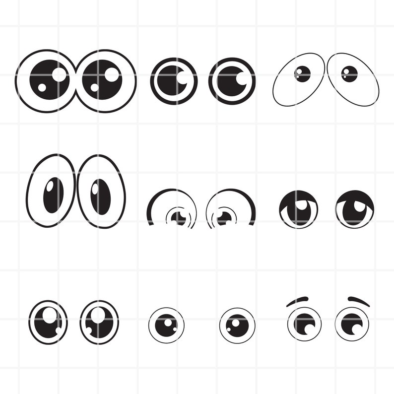 Cartoon Eyes SVG. Cartoon Eyes png. Cartoon Eyes clipart. Googly Eyes svg. Googly Eyes png. Googly Eyesclipart. Eyes svg. Eyes png. Vector. image 1
