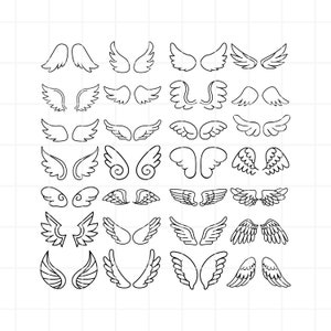 Angel Wing Svg. Bird Wing Svg.  Wing Svg. Angel Wing Clip Art. Archivo de corte de ala de ángel. Archivo de corte de ala de ángel. Imágenes prediseñadas de alas. Cielo svg