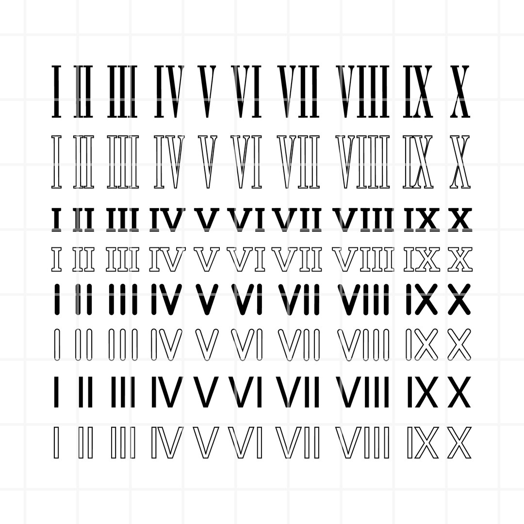 Roman Numerals Svg. Roman Numerals Cut File. Roman Numerals Png. Roman ...