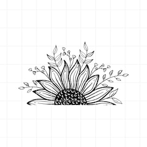 Meio girassol svg. Metade Girassol png. Girassol SVG. Girassol png. Clipart de girassol. Arquivo de corte girassol. Cricut de girassol. Vetor.