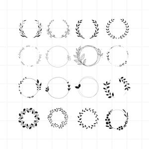 Kranz svg. Blumenkranz Schnittdatei. Hochzeitskranz Clipart. Kranzschneide-Set. Lorbeerkranz Cricut. Blumenkranz. Kranzschnittdatei.