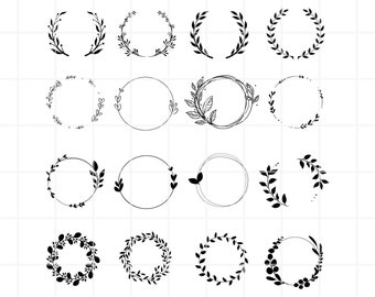Wreath svg.  Floral Wreath cut file. Wedding wreath clipart. Wreath cutting set. Laurel Wreath  cricut. Wreath clipart. Wreath cut file.