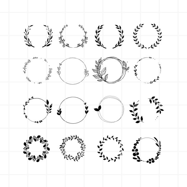 Wreath svg.  Floral Wreath cut file. Wedding wreath clipart. Wreath cutting set. Laurel Wreath  cricut. Wreath clipart. Wreath cut file.