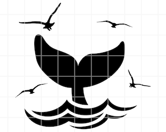 Whale Tail SVG, PNG, Clipart Cut File (Digital download)