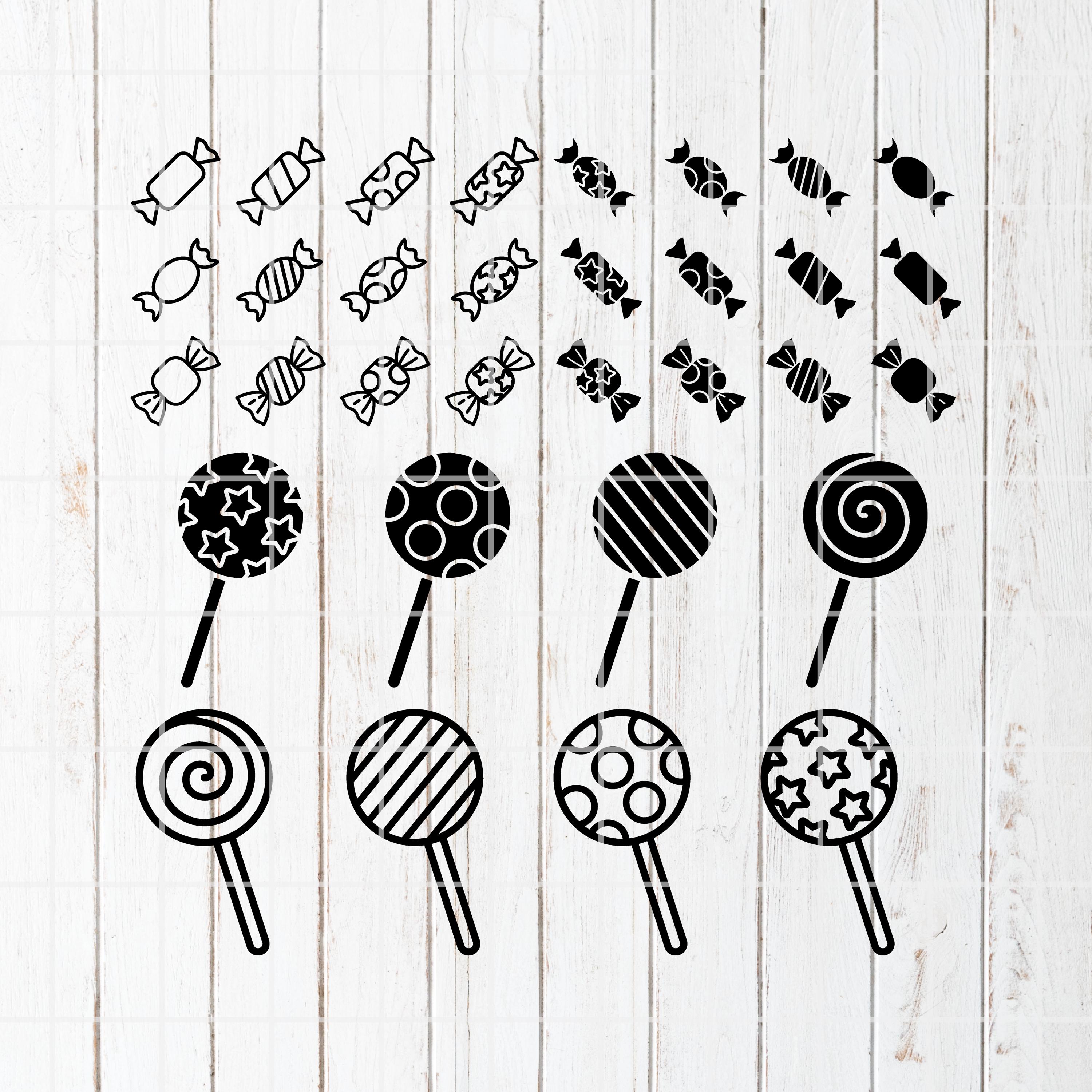 Candy & Lollipop SVG Bundle, Cricut Silhouette Cut Files (digital ...