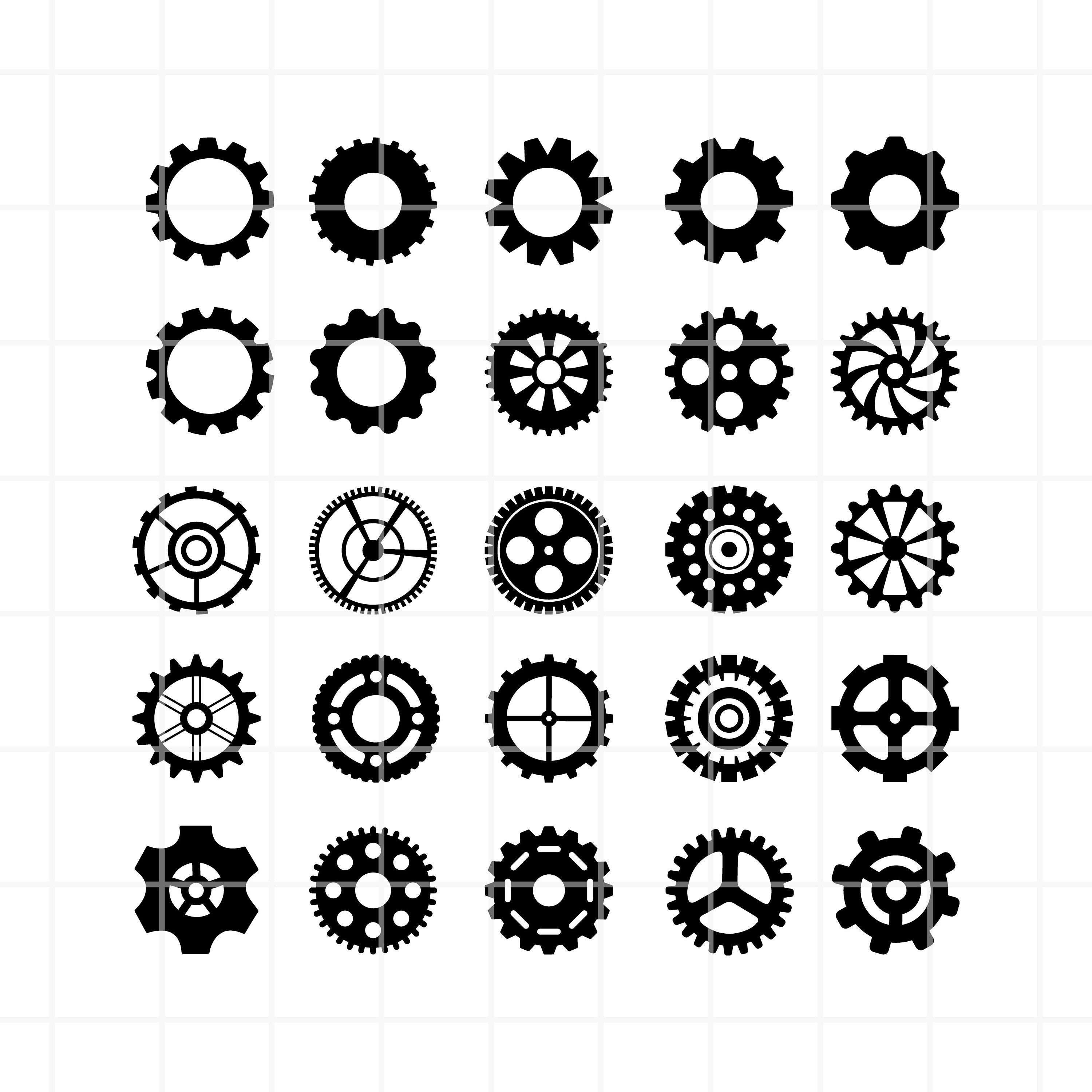 Gears SVG. Gears Cut File. Gears Cutting Set. Gears Clipart. Clockwork