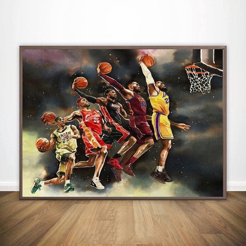 Michael Jordan Kobe Bryant LeBron James 3 Three Goats NBA Basketball Sports  Wall Art Canvas Poster Print Wall Decor On Paper Print