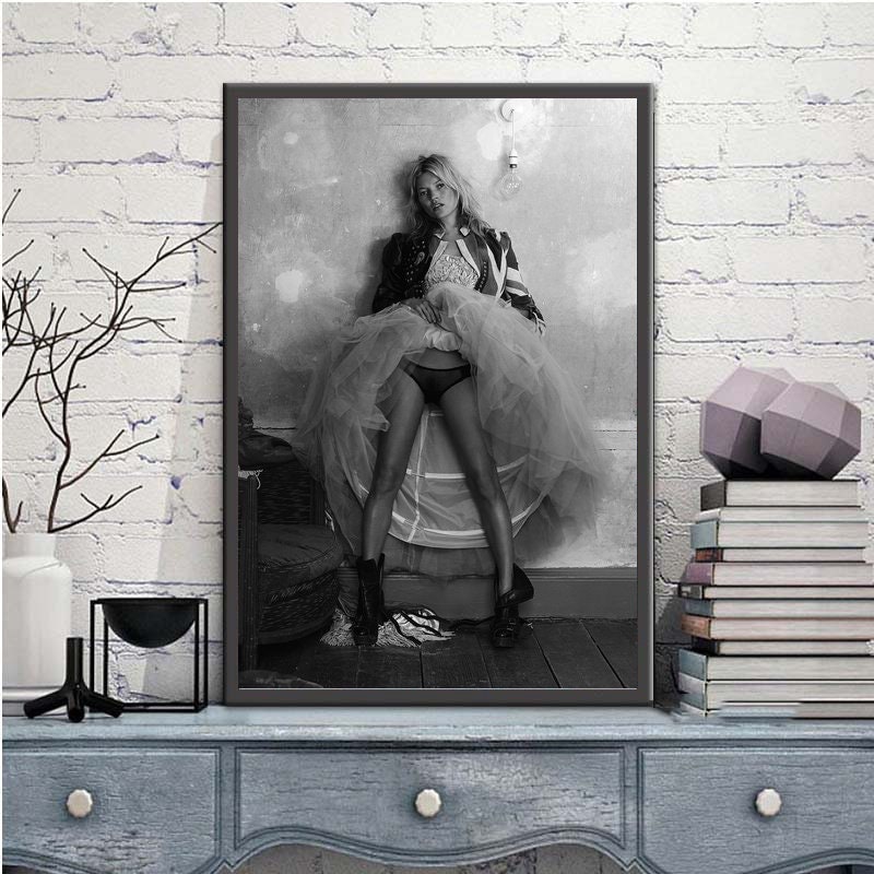 Discover Póster Kate Moss Modelo Fotografía Regalo para Fan