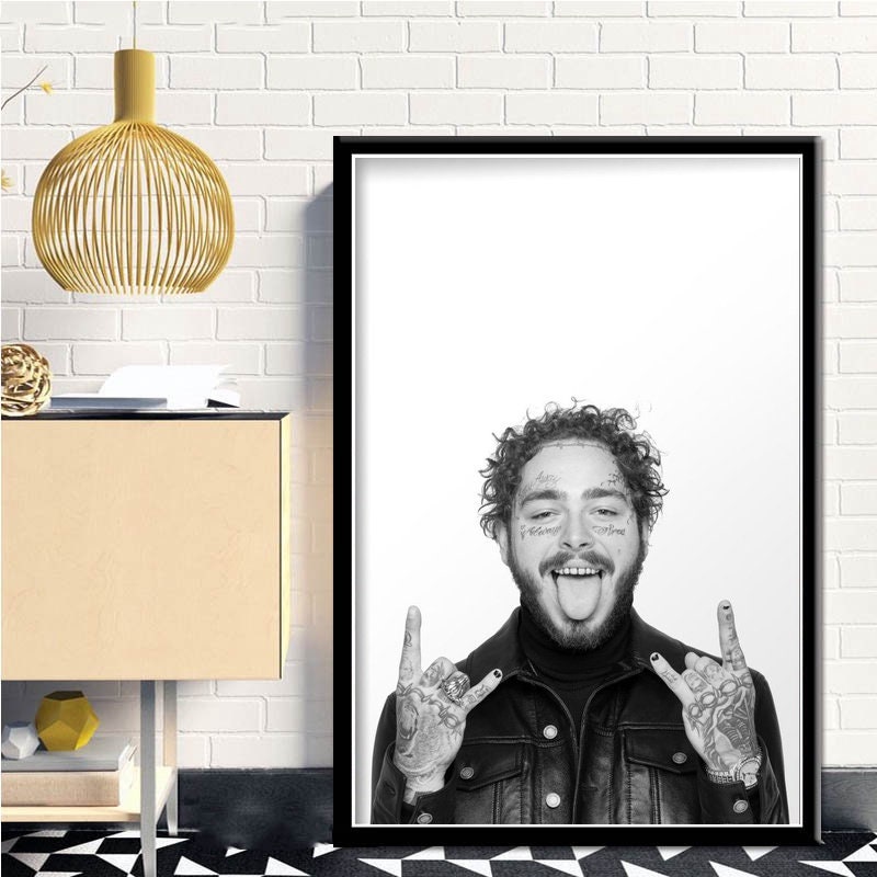 Poster Post Malone Noir Blanc, Imprimés D'Art De Chanteur