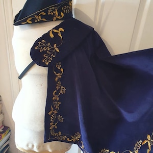 Custom Embroidered Short Half Cape/ Fencing Cape, Made to