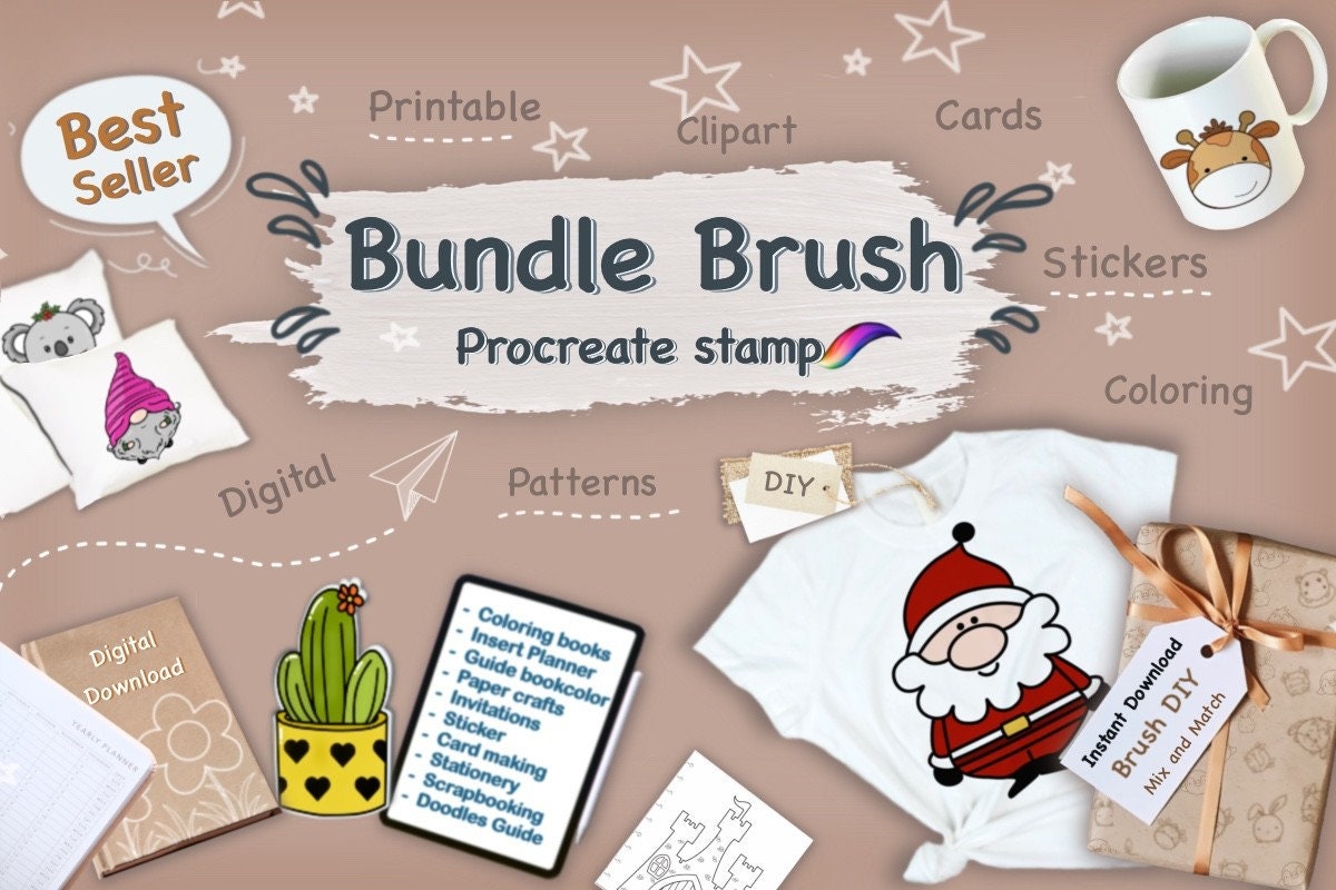 Procreate Brushes Bundle Planner Gnome Clipart Coloring - Etsy