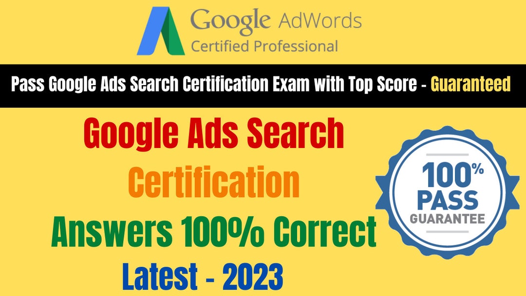Google Ads Search Certification Exam Quiz Assessment Questions Etsy