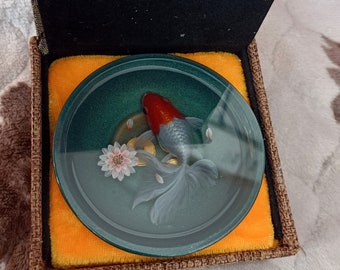 3D Resin Koi Painting: Fish Tank Art (9.5cm)