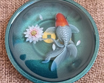 3D Resin Koi Painting: Stereoscopic Collection Art (9.5cm)