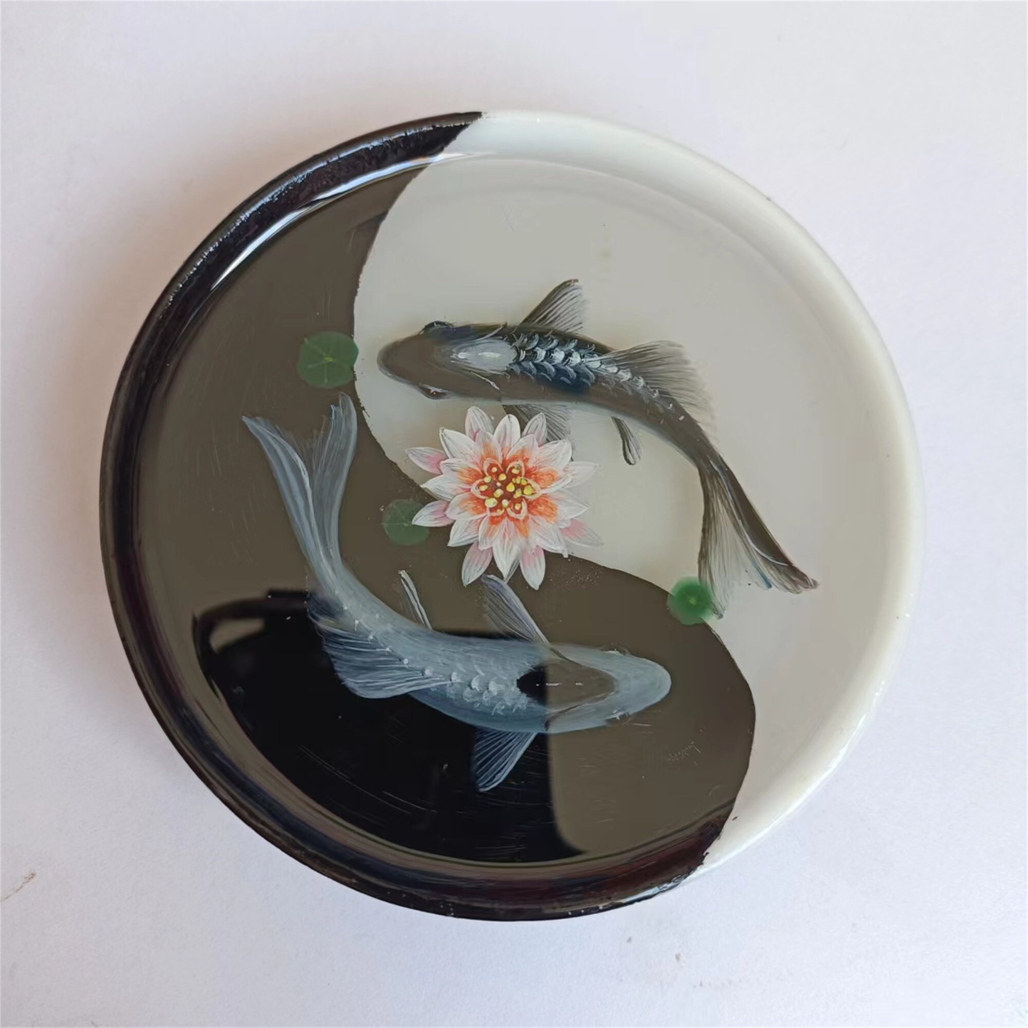 3D Resin Painting: Yin Yang Koi Fish, Taiji Art (9.3cm) - Etsy