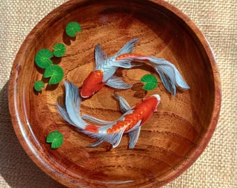 3D Koi Resin Art: Layered Epoxy Pond Decor on Wood