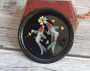 Arte de resina 3D con carpas koi - Estanque de peces de resina epoxi pintado a mano, regalo romántico, regalo de Feng Shui