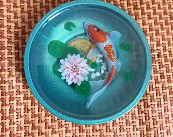 3D Resin Koi Painting: Stereoscopic Collection Art (9.5cm)