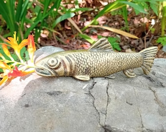 Antique Brass Koi fish, Figurine, ornament, brass animal, gift idea, lucky token, prosperity, Christmas gift
