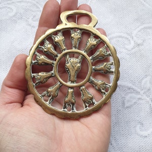 Vintage Brass Horse Medallion, Martingale, brass decor, bottle opener