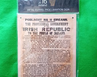 Irish Metal Proclamation 1916 Sign, Irish History, IRA memorabilia, pub decor, man cave, Michael Collins, birthday gift