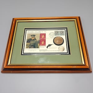 IRA Michael Collin + Memorabilia Münzkarte, gerahmt, IRA, Fighting Irish, irische Geschichte, irische Geschichte Geschenkidee