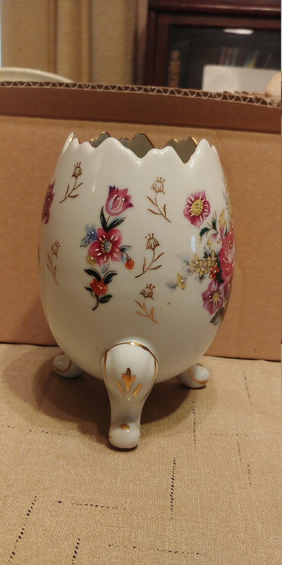 Hand Painted Egg Shaped Vase Etsy