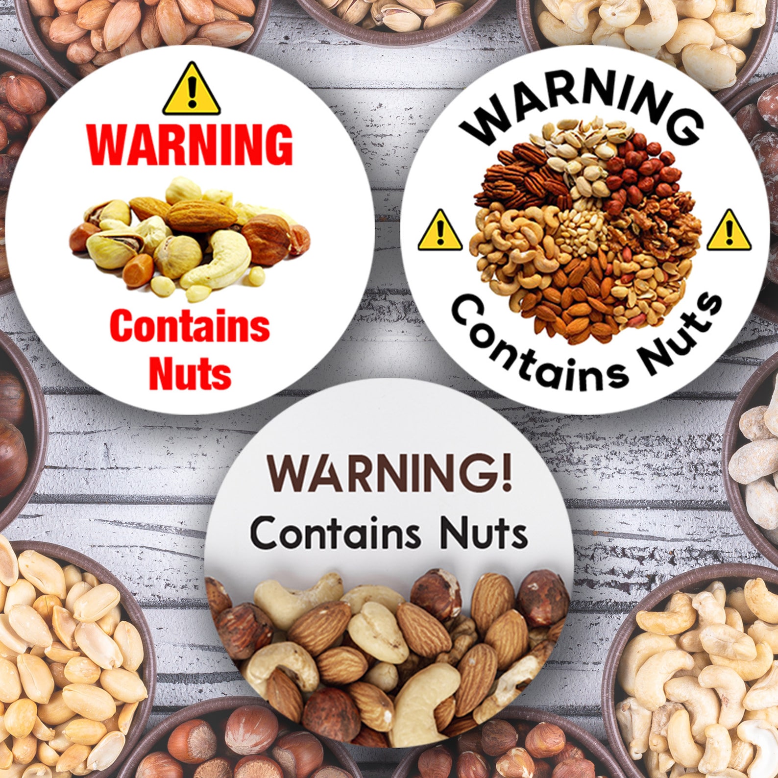 Contains Nuts Stickers 3 Designs Catering Labels Food Allergy Etsy UK