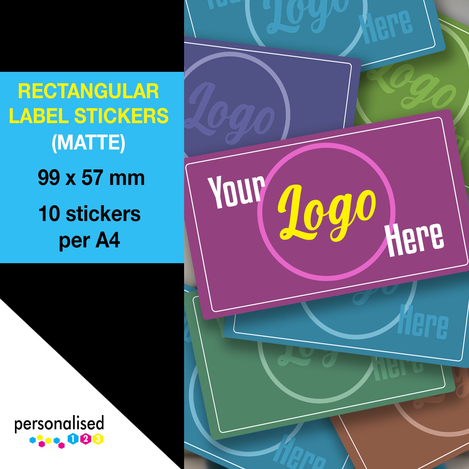 Large Rectangular Logo Stickers 99x57mm Custom Personalised Etsy UK