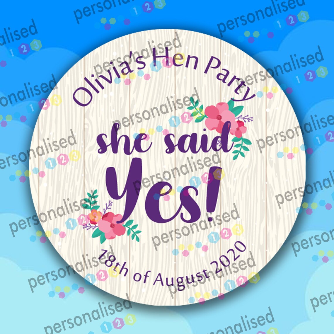 Personalised Hen Party Stickers Flowers Bag Labels Hen Do Etsy