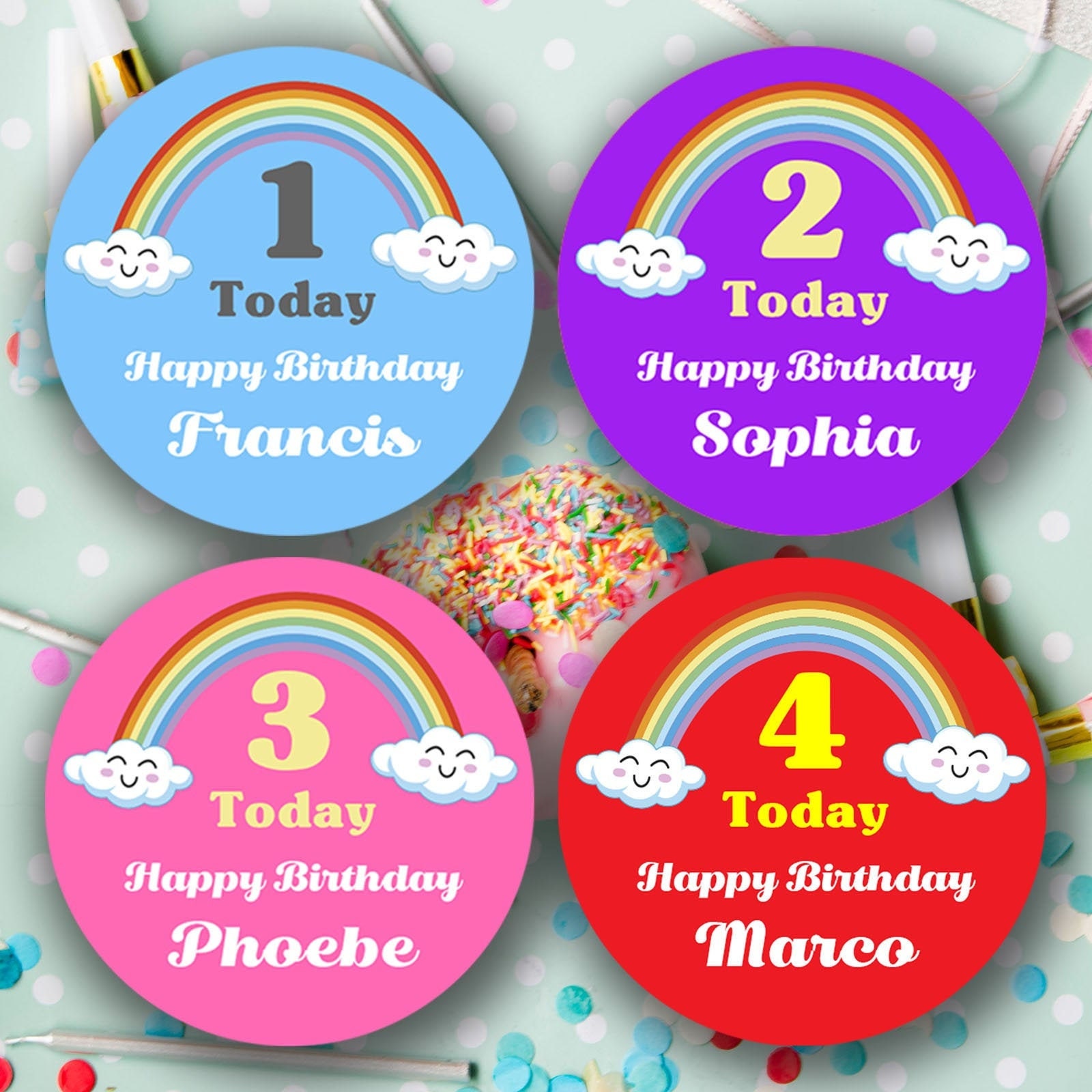 Personalised Rainbow Happy Birthday Stickers Various Colors Etsy UK