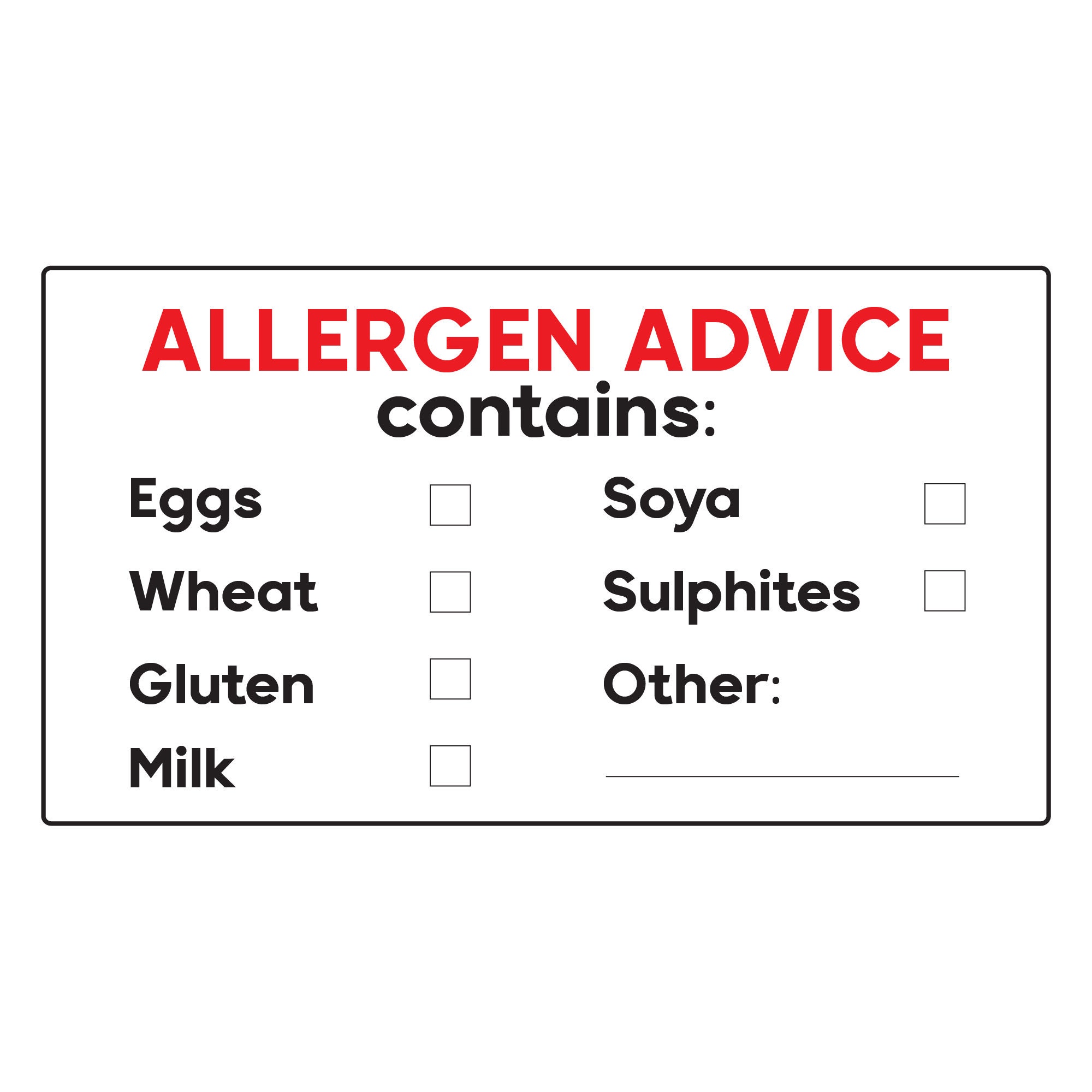 65 Cake Allergen Stickers Food Allergy Labels Tick Box Bakers Etsy UK