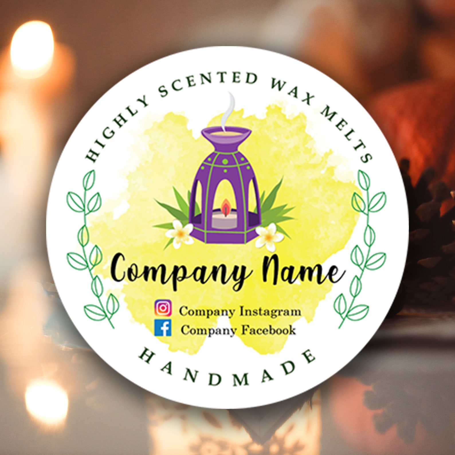 Personalise Wax Melts Stickers Custom Business Labels Round Etsy