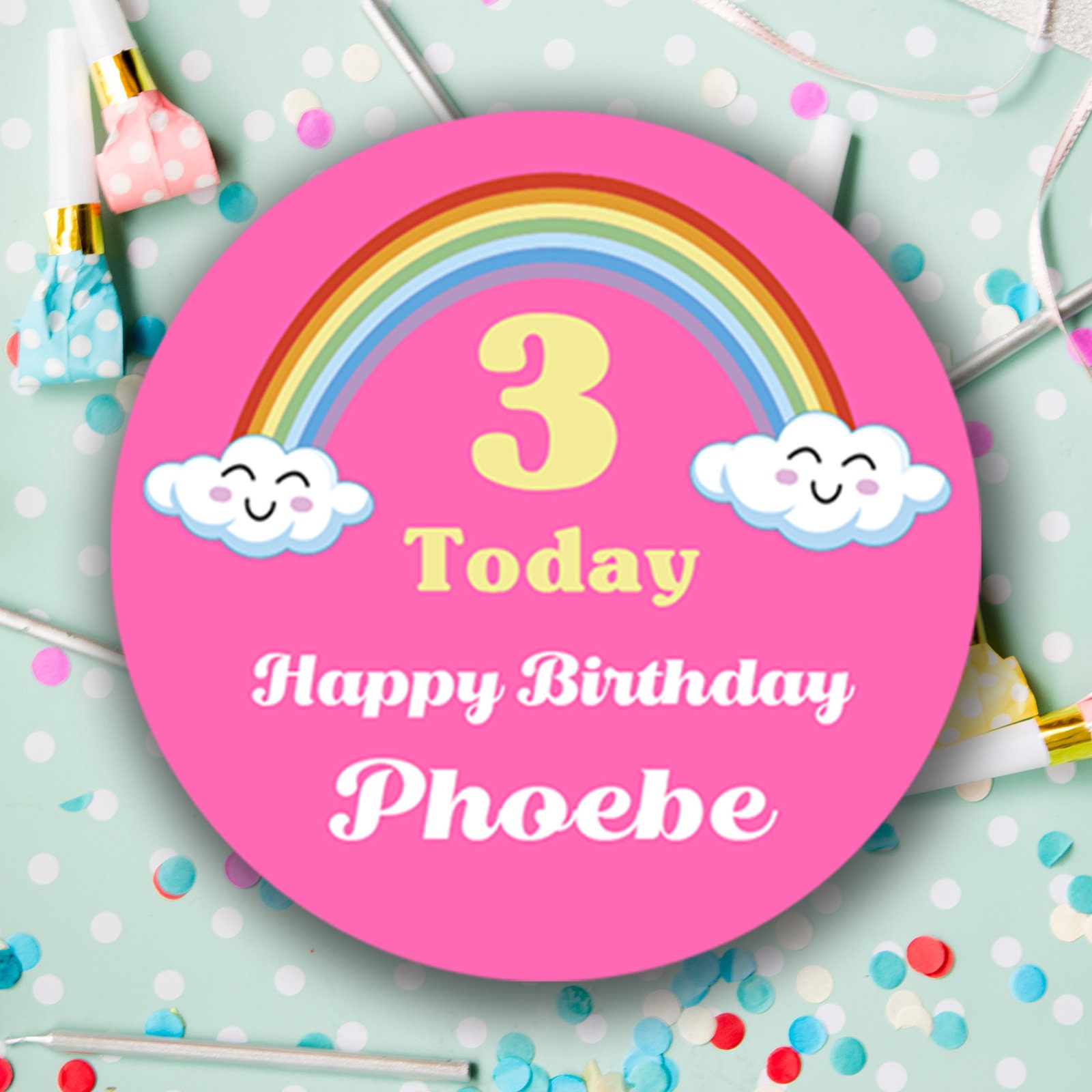 Personalised Rainbow Happy Birthday Stickers Various Colors Etsy UK