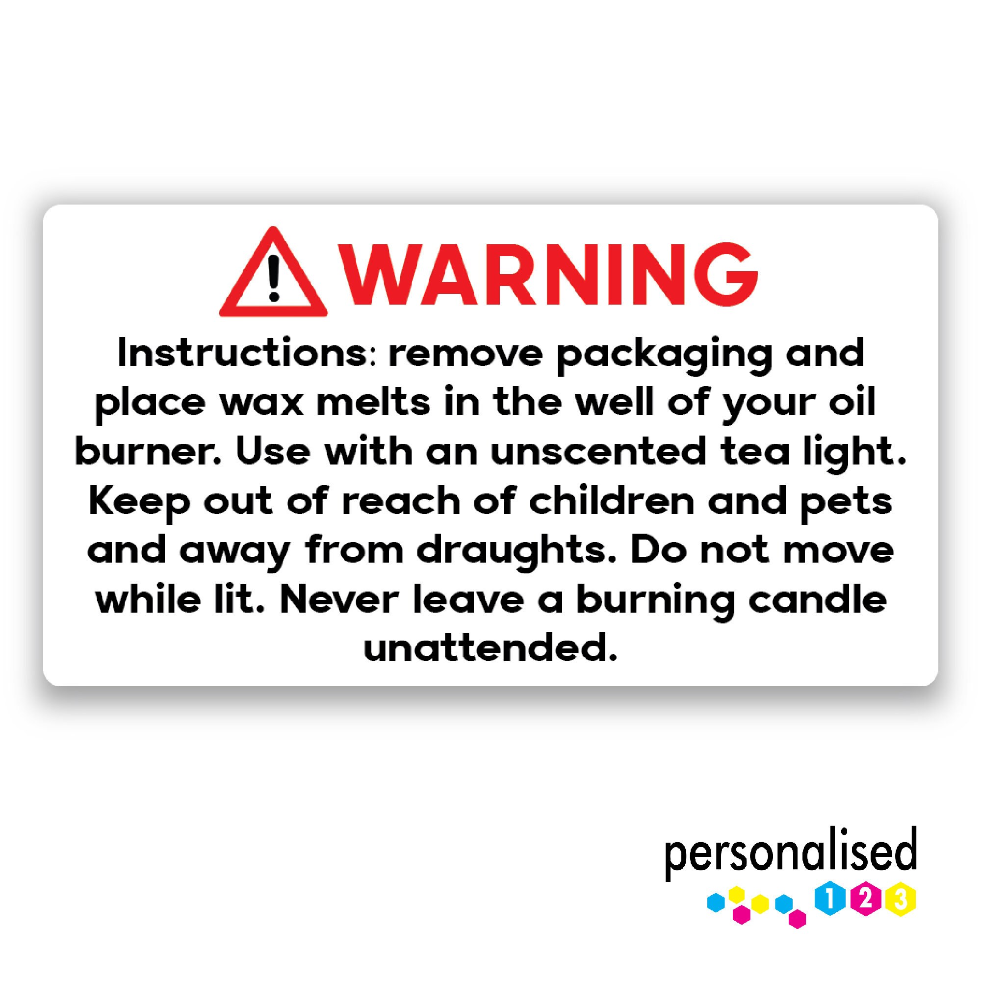 White Wax Melt Warning Label Template 02