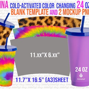Manna, Manna Cup Template, Manna Cup Svg, Manna personalized cups Svg, Cold Activated Color  Changing Full Wrap, Manna Cup Svg Docx Eps Dxf