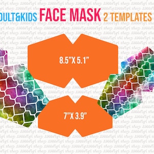 Face Mask Template, Mask Template, Sublimation Mask, Face Mask Svg, Face Mask Pattern, Face Mask Printable, Sewing Template Kids and Adult