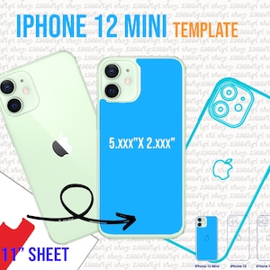 Iphone 12 Mini Max Template, Phone Case Template, Iphone 12 Mini Svg, Phone case Svg, Ms Word Docx, Svg, 8.5&quot;x11&quot; sheet, Printable, Pdf Dxf