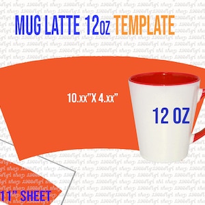 12oz Latte Mug Template: Full Wrap Sublimation Design (Digital Download)