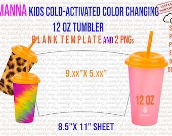 Manna Cup Template, Manna Kids Cold Activated Color Changing 12 oz Tumbler Template Full Wrap, Manna Kids Cold Svg, Docx, Pdf, Eps Png