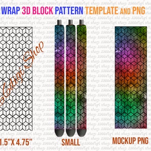 Pen Wrap Template,3D Block Pattern Template Svg, Pen Wrap 3D Block Pattern Template, 3D Block Template Png, Dxf, Epoxy Pen Wrap, WaterSlide