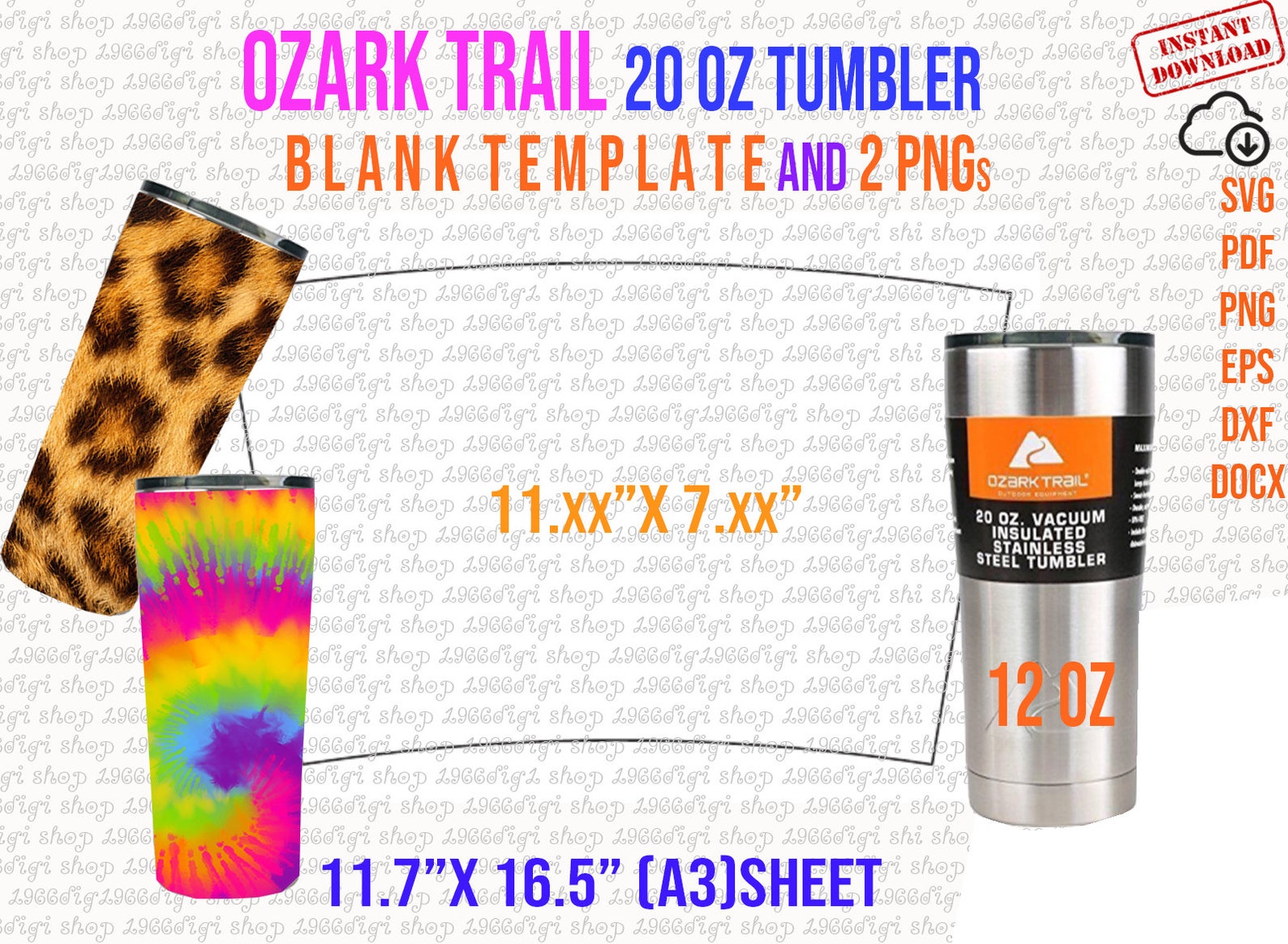Ozark Trail 20oz Tumbler Template Full Wrap for Tumbler 20oz Tumbler