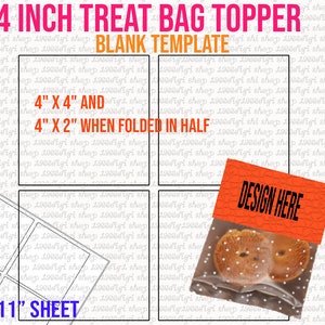 Treat Bag Template 4 Inches, Bag Topper Blank Template, 4&quot; Multipurpose Labels Template, DIY Design, Svg, Png, Docx, Dxf, 11&quot;x8.5&quot; Sheet