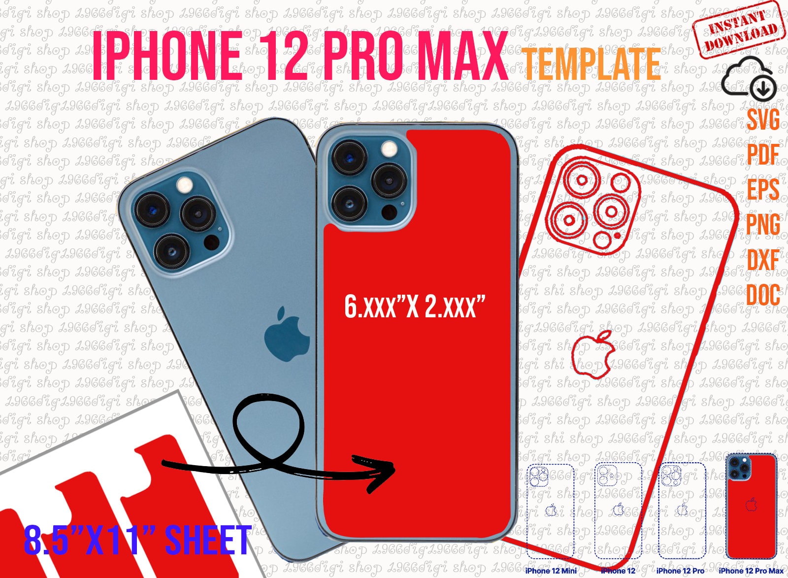 Iphone 12 Pro Max Template Phone Case Template Iphone 12 Pro - Etsy