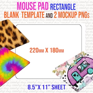 Rectangle Mouse Pad template, Mouse Pad Svg, Mouse Mat for Sublimation Template, 220x180mm SVG, Dxf, Word Docx, Png, Eps, 8.5&quot;x11&quot; sheet