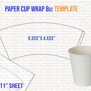Pappbecher-Vorlage 8 Unzen, 8 Unzen Volleinschlag, Styropor-Kaffee-Tasse 8 Unzen, für Cricut und Silhouette, sofortiger Download Png Pdf Eps Dxf