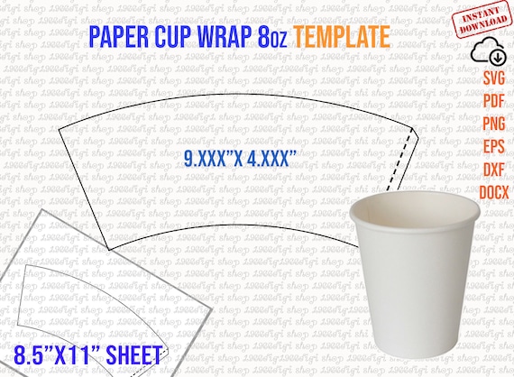 Paper Cup Template 8oz, 8 Ounce Full Wrap, Styrofoam Coffee Cup 8oz  Template, for Cricut and Silhouette, Instant Download Png Pdf Eps Dxf -   Finland