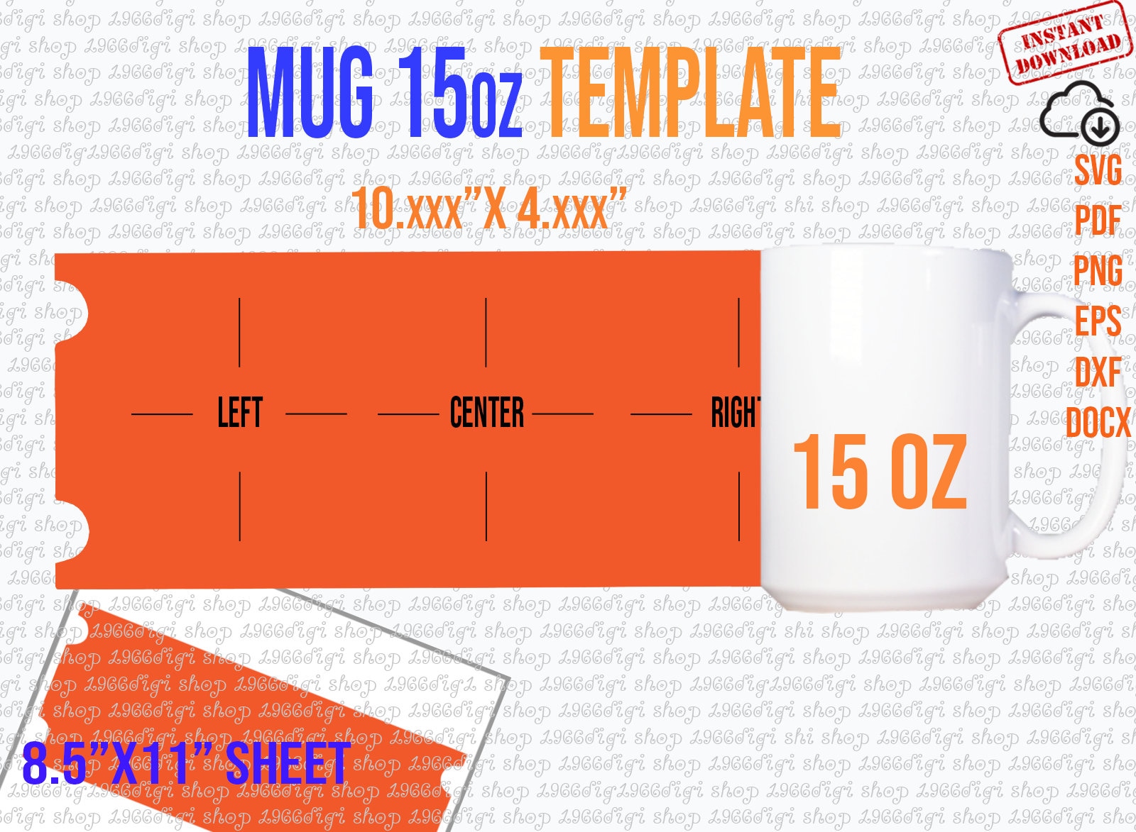 Mug 15oz Template 15 Oz Mug Template For Sublimation Full Wrap Handle 